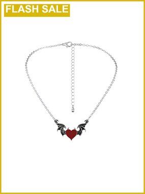 Bat Wing Heart Pendant Necklace Punk Dragon Wing Jewelry Gift